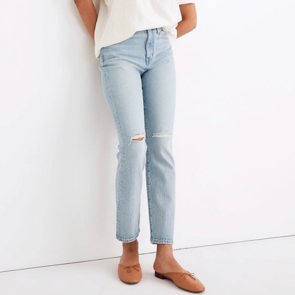 Madewell The High-Rise Slim Crop Boyjean in Dumas Wash Ripped Edition - Picture 1 of 16